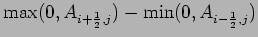 $\displaystyle \mbox{max}(0, A_{i+\frac{1}{2},j}) - \mbox{min}(0,
A_{i-\frac{1}{2},j})$