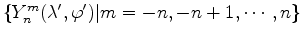 $ \{ Y_n^m(\lambda', \varphi') \vert m=-n,-n+1, \cdots, n \} $