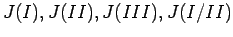 $J(I), J(II), J(III), J(I/II)$