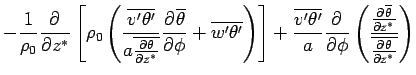$\displaystyle - \Dinv{\rho_0} \DP{}{z^*}
 \left[ \rho_0 
 \left(
 \frac{\overli...
... \frac{ \DP{\overline{\theta}}{z^*} }
 { \overline{\DP{\theta}{z^*}} }
 \right)$