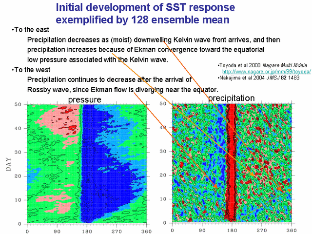  Initial development of SST responce exemplified by 128 ensemble mean