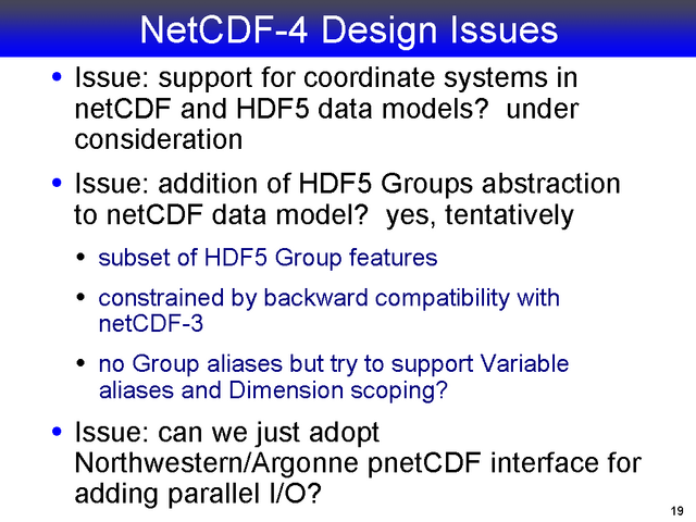 NetCDF-4 Design Issues