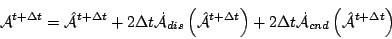 \begin{displaymath}
{\cal A}^{t+\Delta t}
= \hat{\cal A}^{t+\Delta t}
+ 2 \D...
...t
\dot{\cal A}_{cnd}\left( \hat{\cal A}^{t+\Delta t} \right)
\end{displaymath}