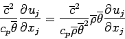 \begin{eqnarray*}
\frac{\overline{c}^{2}}{c_{p} \overline{\theta}}
\DP{u_{j}}{...
...eta}^{2}}
\overline{\rho} \overline{\theta}
\DP{u_{j}}{x_{j}}
\end{eqnarray*}