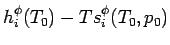 $\displaystyle h_{i}^{\phi}(T_{0}) - T s_{i}^{\phi}(T_{0}, p_{0})$