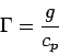 \begin{displaymath}
\Gamma = \frac{g}{c_p}
\end{displaymath}